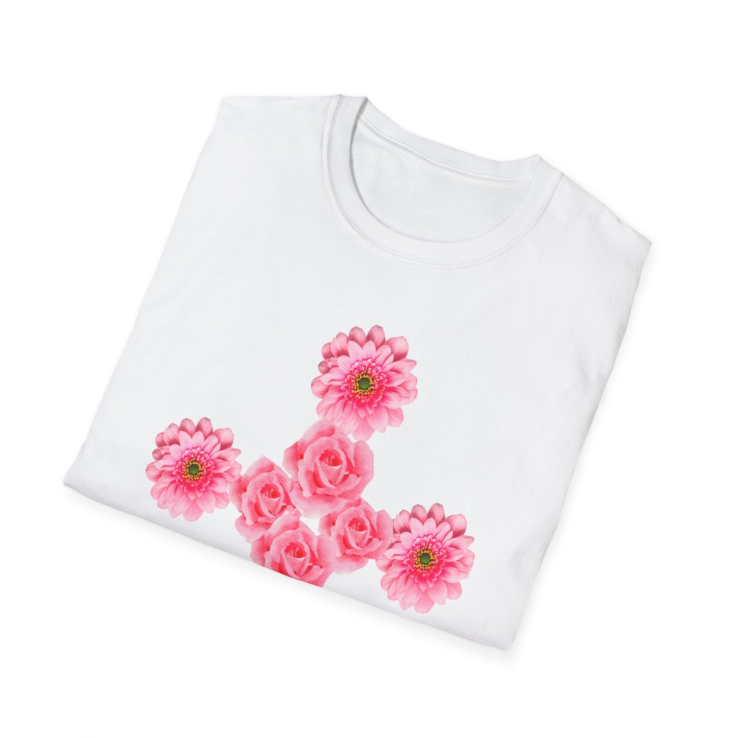 Floral Pink Rose Cross T-Shirt