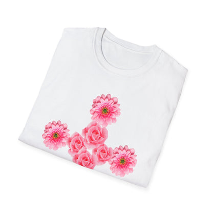 Floral Pink Rose Cross T-Shirt
