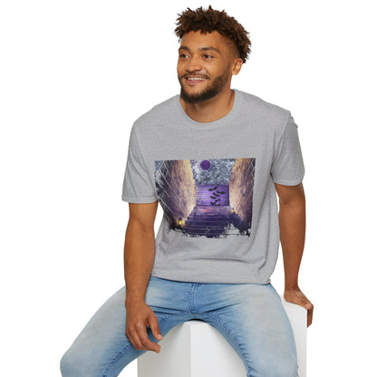 Mystical Stairway Bats Unisex T-Shirt - Softstyle Tee for Dreamers, Perfect for Gifting, Spiritual Occasions, Casual Wear, Art Lovers, [...]