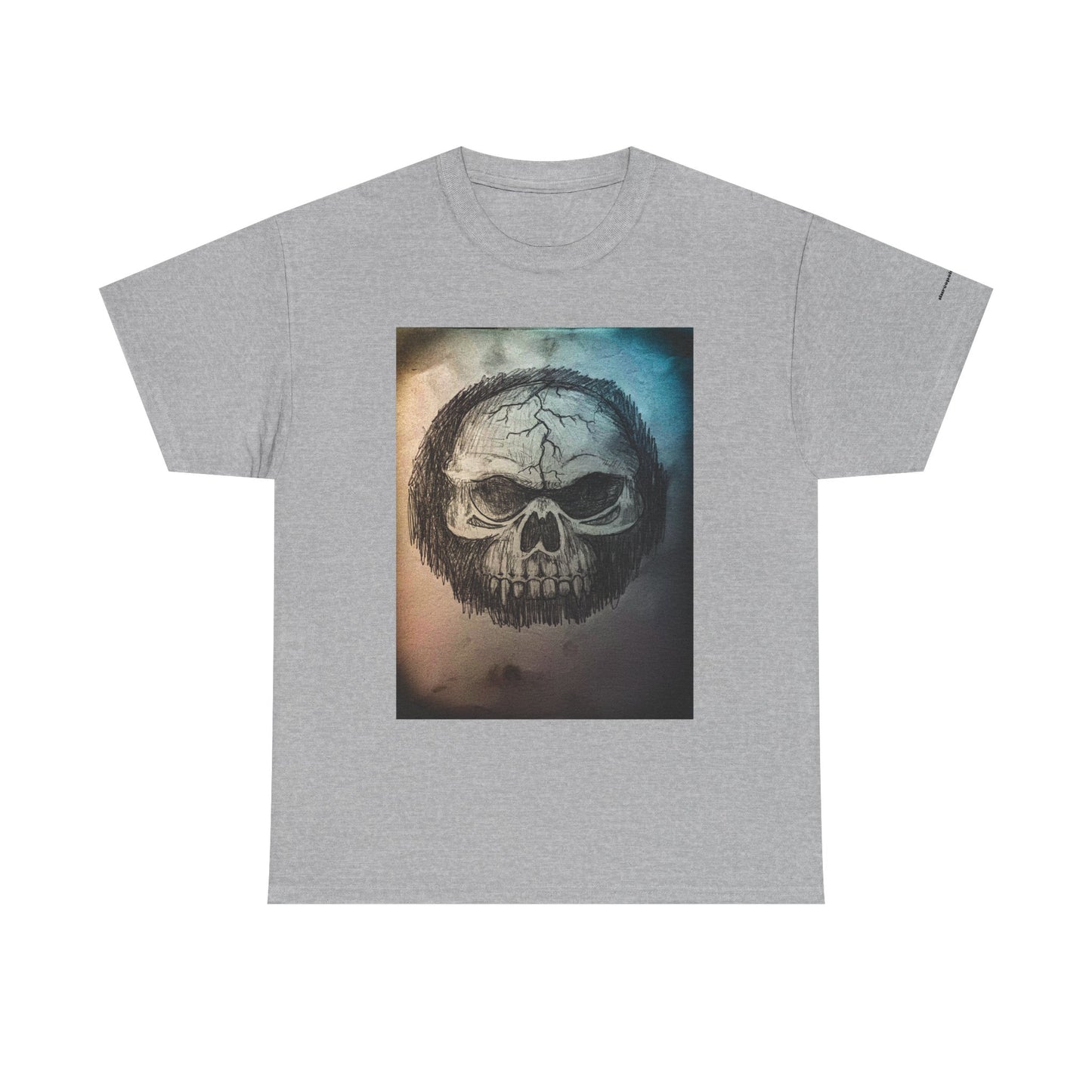 Skull Tee - Feathered Skull Hazy Border Design