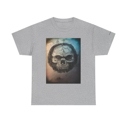 Skull Tee - Feathered Skull Hazy Border Design