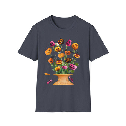 Halloween Pumpkin Bouquet T-Shirt, Cute Fall Tee, Unisex Graphic Shirt, Ideal for Halloween Parties, Seasonal Gift Idea