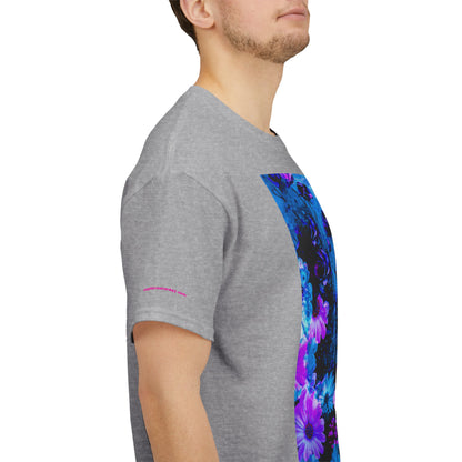 Fluorescent Floral Tee — Neon Blue & Purple Garden T-Shirt