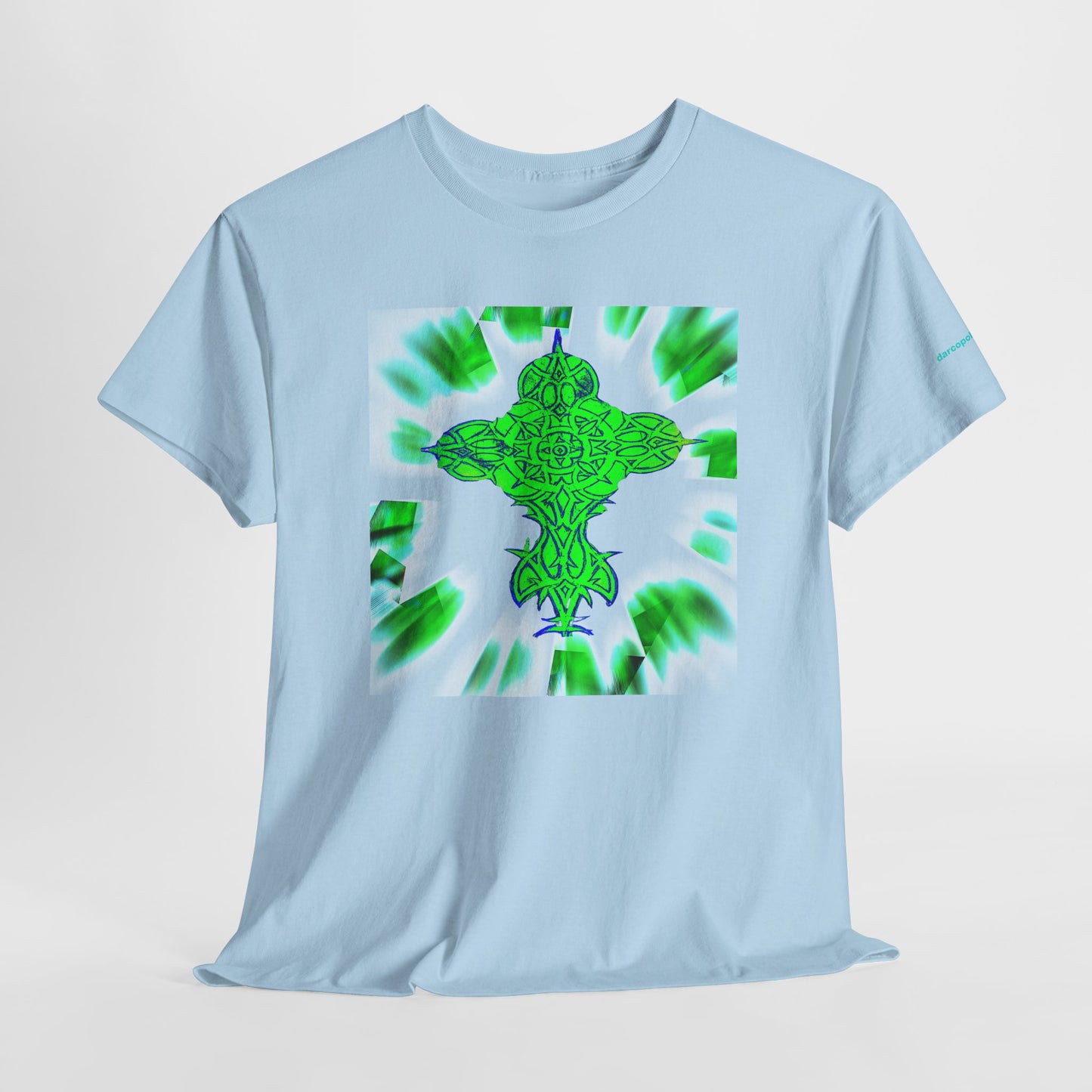 Celtic Green Cross T-Shirt — Vibrant Celtic Knotwork Tee