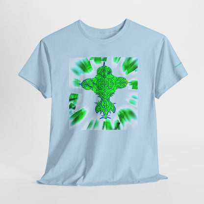 Celtic Green Cross T-Shirt — Vibrant Celtic Knotwork Tee