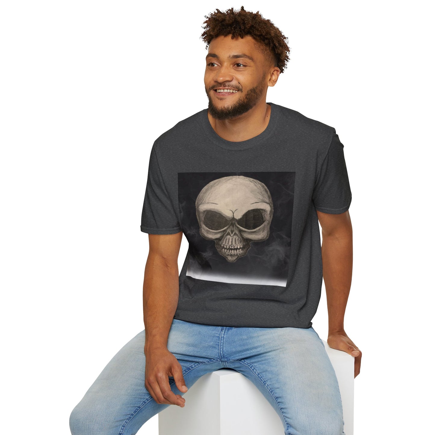 Skull Art Unisex Softstyle T-Shirt - Edgy Graphic Tee for Halloween, Festival Wear, Music Lovers, Gift Idea, Casual Style