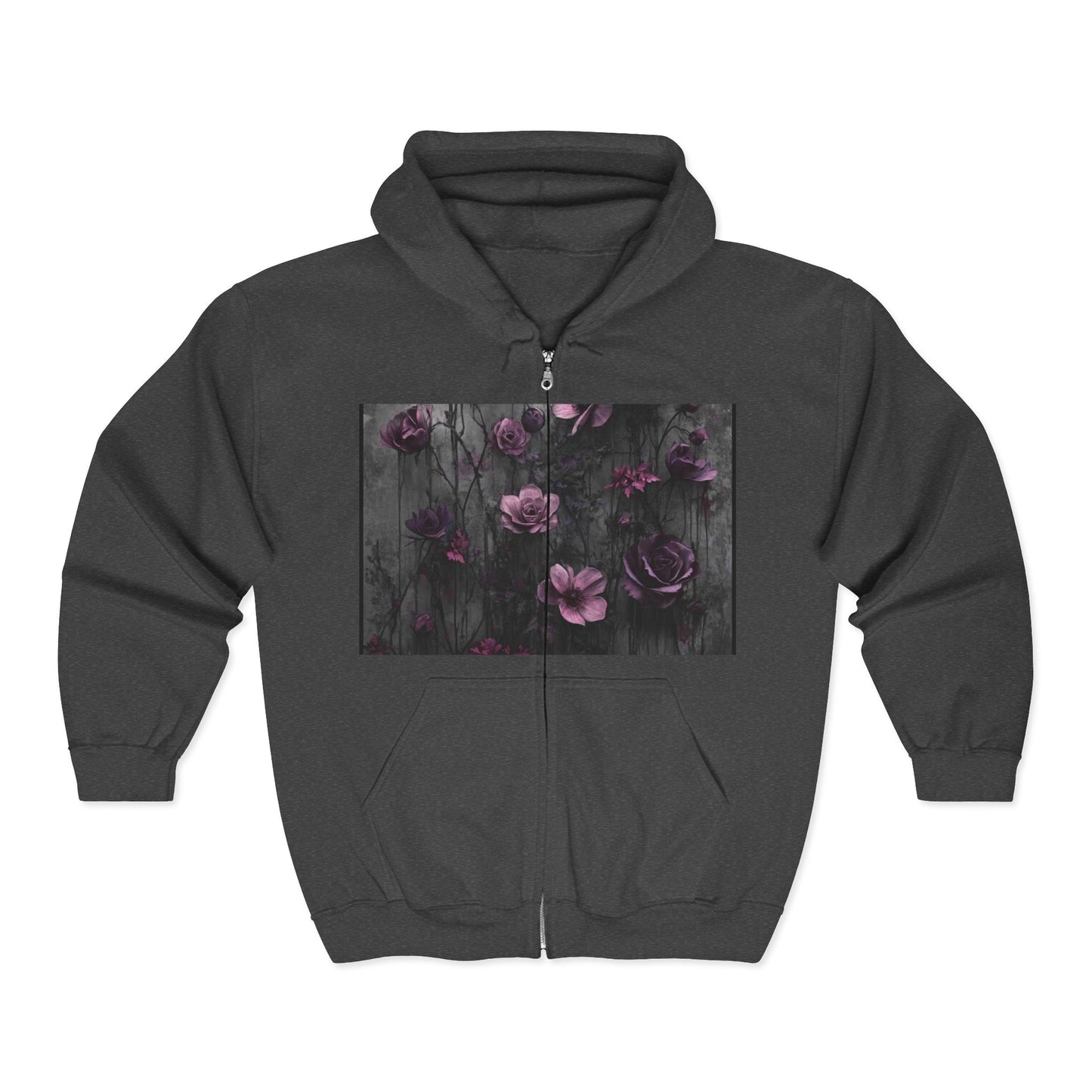 Floral Art Full Zip Hoodie, Cozy Zip-Up Sweatshirt, Great for Fall Fashion, Gift for Her, Perfect for Layering, Everyday Comfort