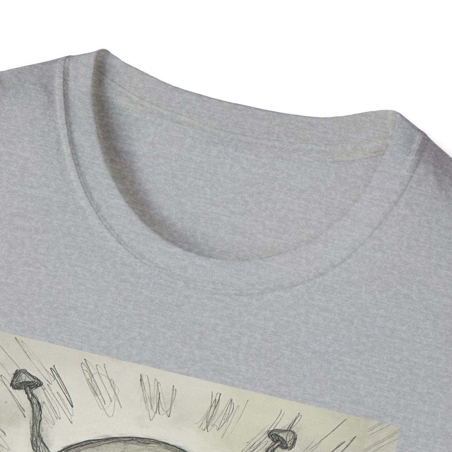 Alien Sketch B & W Unisex Softstyle T-Shirt, Casual Graphic Tee, Sci-Fi Lover Apparel, Unique Gift for UFO Enthusiasts, Everyday Wear