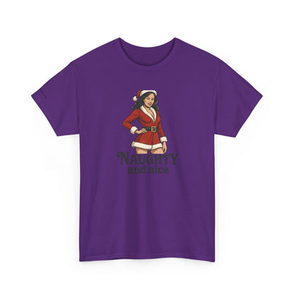 Unisex naughty and nice heavy weight Cotton Tee