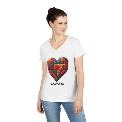 Love Patchwork Heart V-Neck Tee