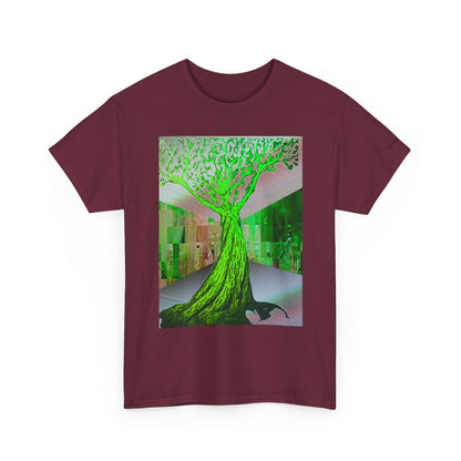 Green Neon Tree Graphic Tee – Surreal Nature Art T-Shirt