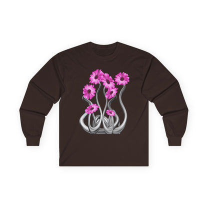 Long Sleeve Tee — Pink Floral Tentacle Garden Graphic