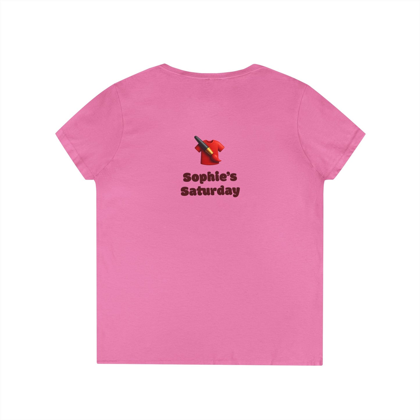 Floral V-Neck Tee — 'Sophie's Saturday' Pink Blossom Graphic