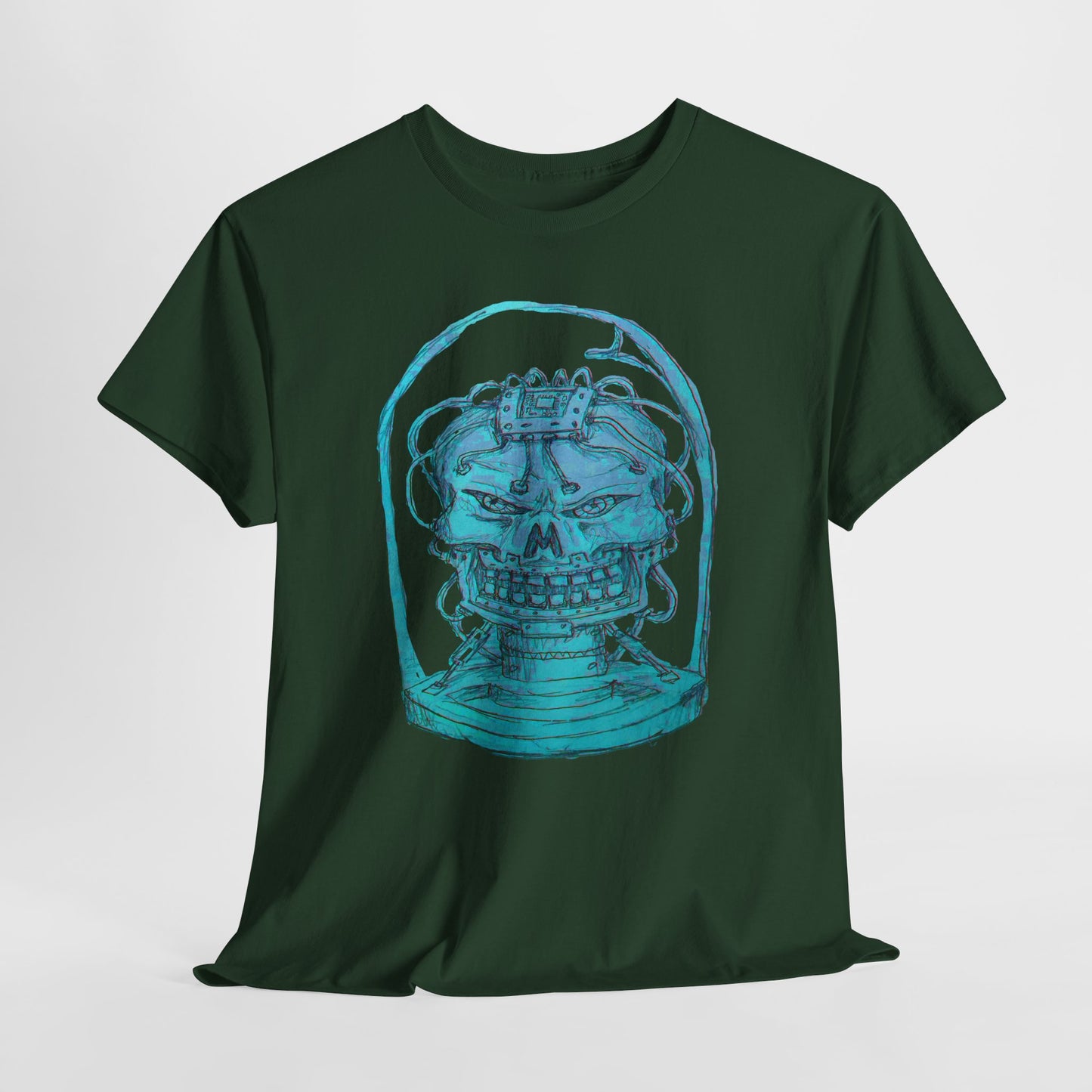 Vibrant Turquoise skull original design Unisex Heavy Cotton Tee