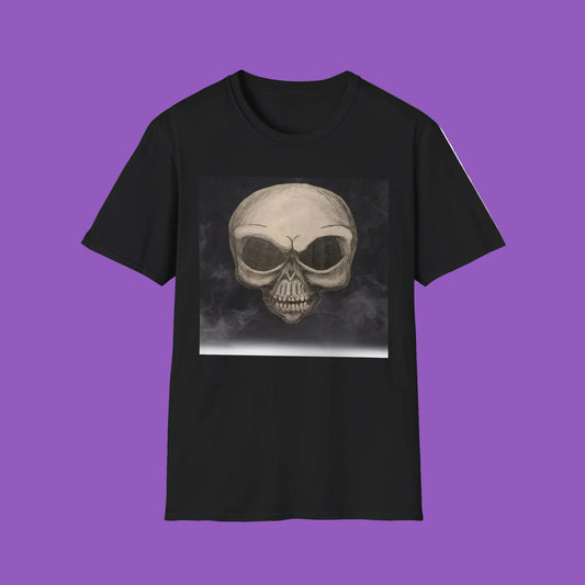 Skull Alien We Are Not Alone Art Unisex Softstyle T-Shirt - Edgy Graphic Tee