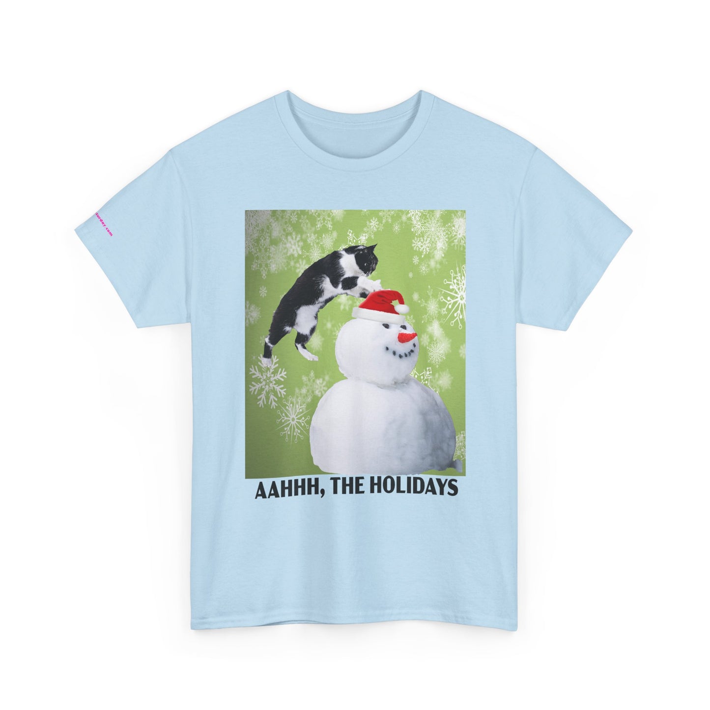 Holiday Cat T‑Shirt – “Aahhh, The Holidays” Funny Snowman Cat Tee