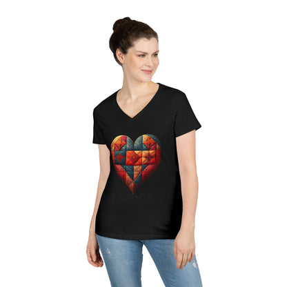 Love Patchwork Heart V-Neck Tee