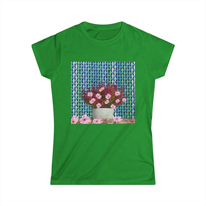 Peonies Tweed Bouquet Softstyle Tee for Women, Floral T-Shirt, Casual Wear, Gift for Her, Spring Outfit, Everyday Style