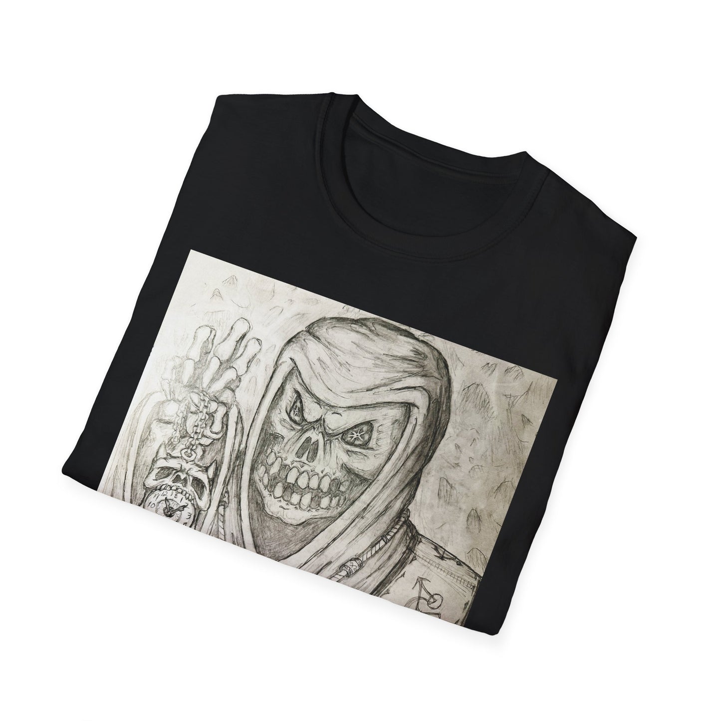 Grim Reaper Graphic Tee | Unisex Softstyle T-Shirt, Halloween Apparel, Edgy Fashion, Unique Gift, Gothic Style, Casual Wear