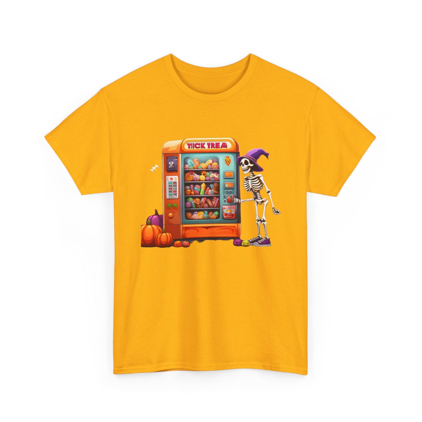 Halloween Skeleton Vending Machine Tee | Unisex Heavy Cotton T-Shirt, Spooky Shirt, Fall Fashion, Trick or Treat Top, Halloween Costume