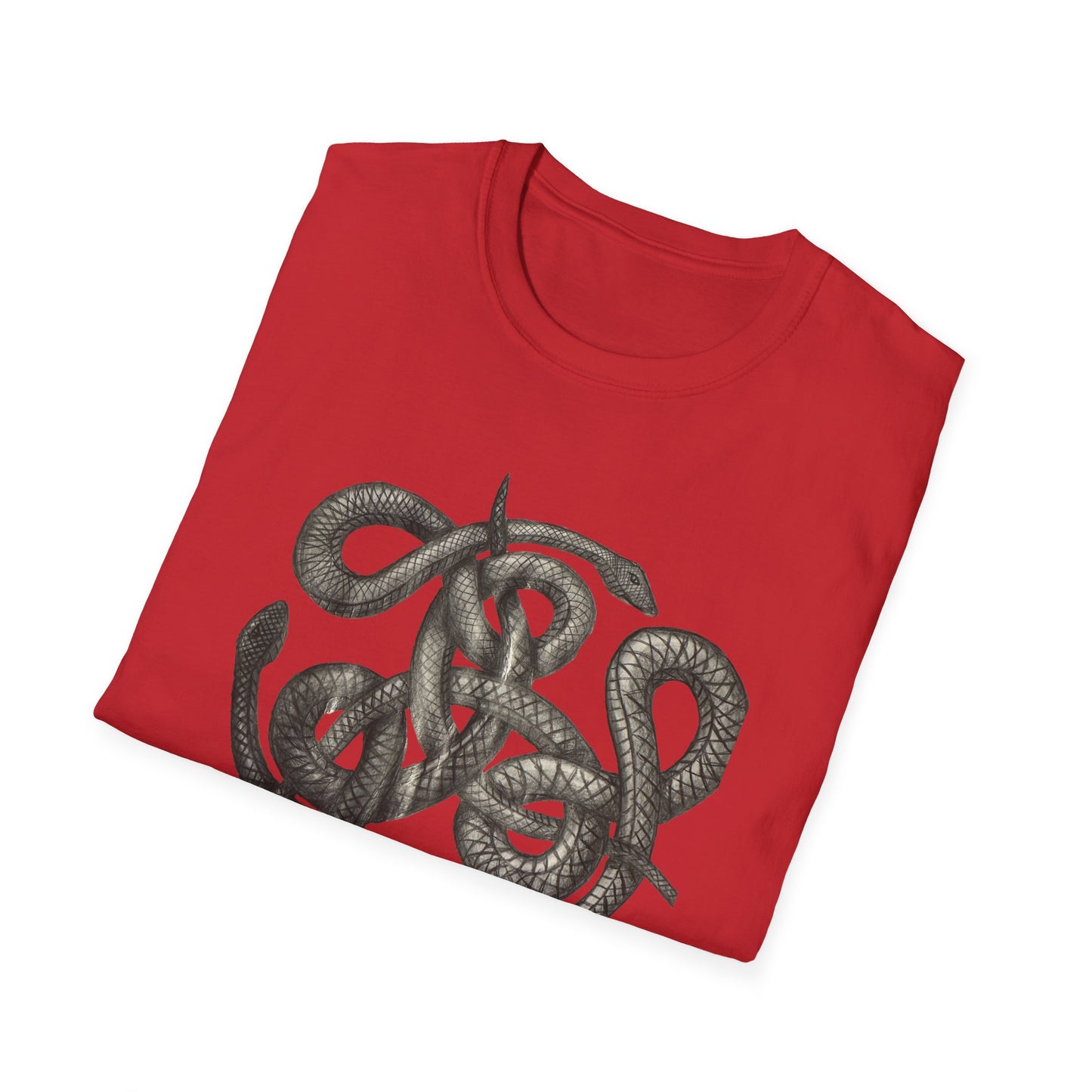 Serpent Design T-Shirt - Unisex Softstyle Apparel for Nature Lovers, Graphic Tee, Casual Wear, Gift for Her/Him, Birthday