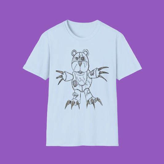 Demonic  Artistic Bear T-Shirt, Unisex Graphic Tee, Unique Animal Art Shirt, Fun Casual Wear, Gift for Kids & Teens, Birthday or Holiday