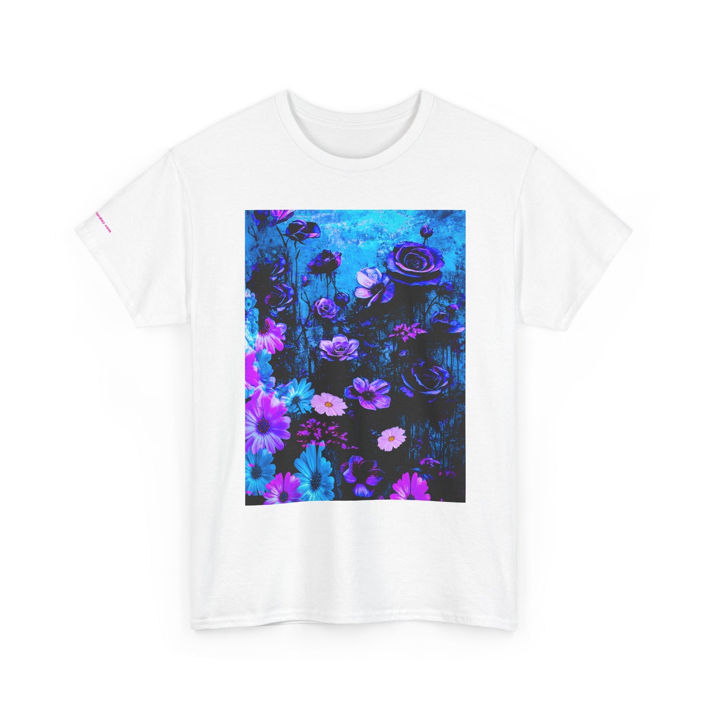 Fluorescent Floral Tee — Neon Blue & Purple Garden T-Shirt