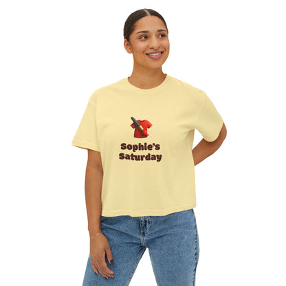 Sophie's Saturday Women's Boxy Tee | Cute Casual Top, Weekendwear, Gift for Her, Funny Graphic T-Shirt, Summer Style, Relaxed Fit