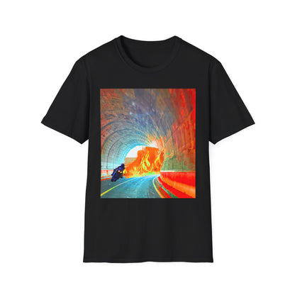Vibrant Adventure motorcycle T-Shirt | Unisex Softstyle Tee, Casual Streetwear, Trendy Graphic Top, Unique Gift for Travelers, Colorful Artwork Shirt