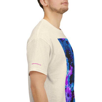 Fluorescent Floral Tee — Neon Blue & Purple Garden T-Shirt