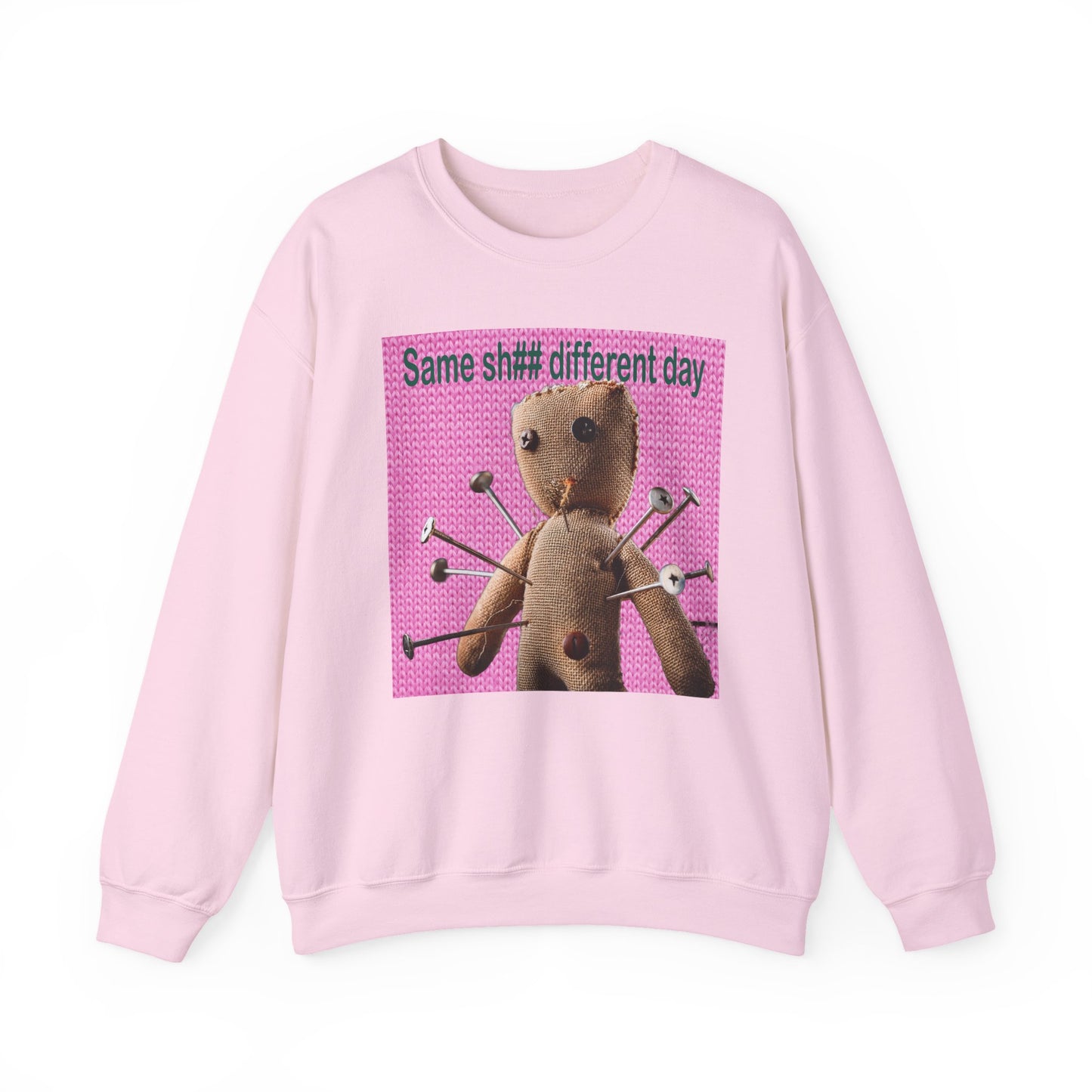 Voodoo Doll Funny Graphic Crewneck Sweatshirt, Casual Everyday Wear, Perfect Gift for Friends & Family, Humor, Quirky Style, Unisex