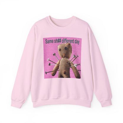 Voodoo Doll Funny Graphic Crewneck Sweatshirt, Casual Everyday Wear, Perfect Gift for Friends & Family, Humor, Quirky Style, Unisex
