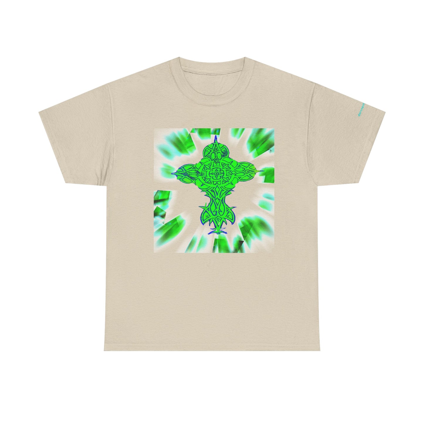 Celtic Green Cross T-Shirt — Vibrant Celtic Knotwork Tee