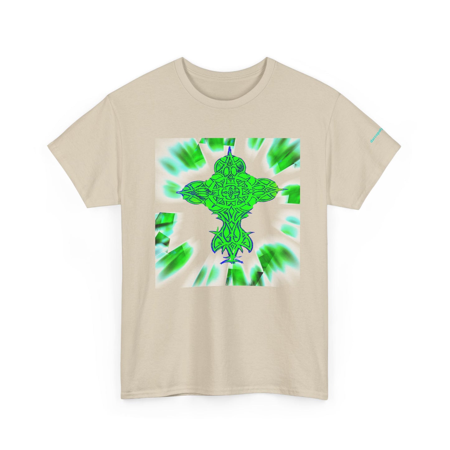 Celtic Green Cross T-Shirt — Vibrant Celtic Knotwork Tee