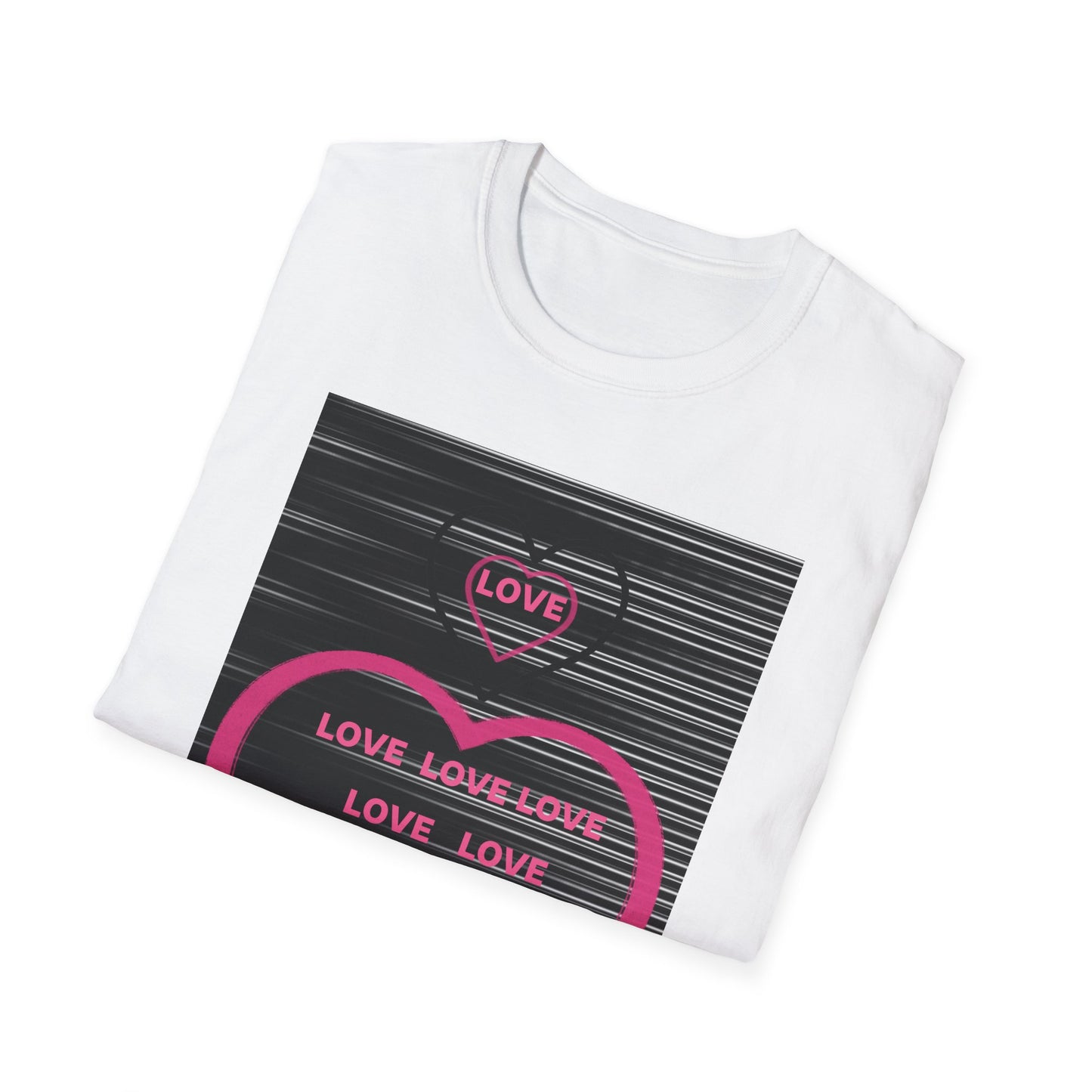 Love Heart Graphic T-Shirt — Neon Pink Retro Lines