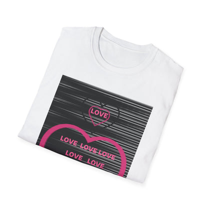 Love Heart Graphic T-Shirt — Neon Pink Retro Lines