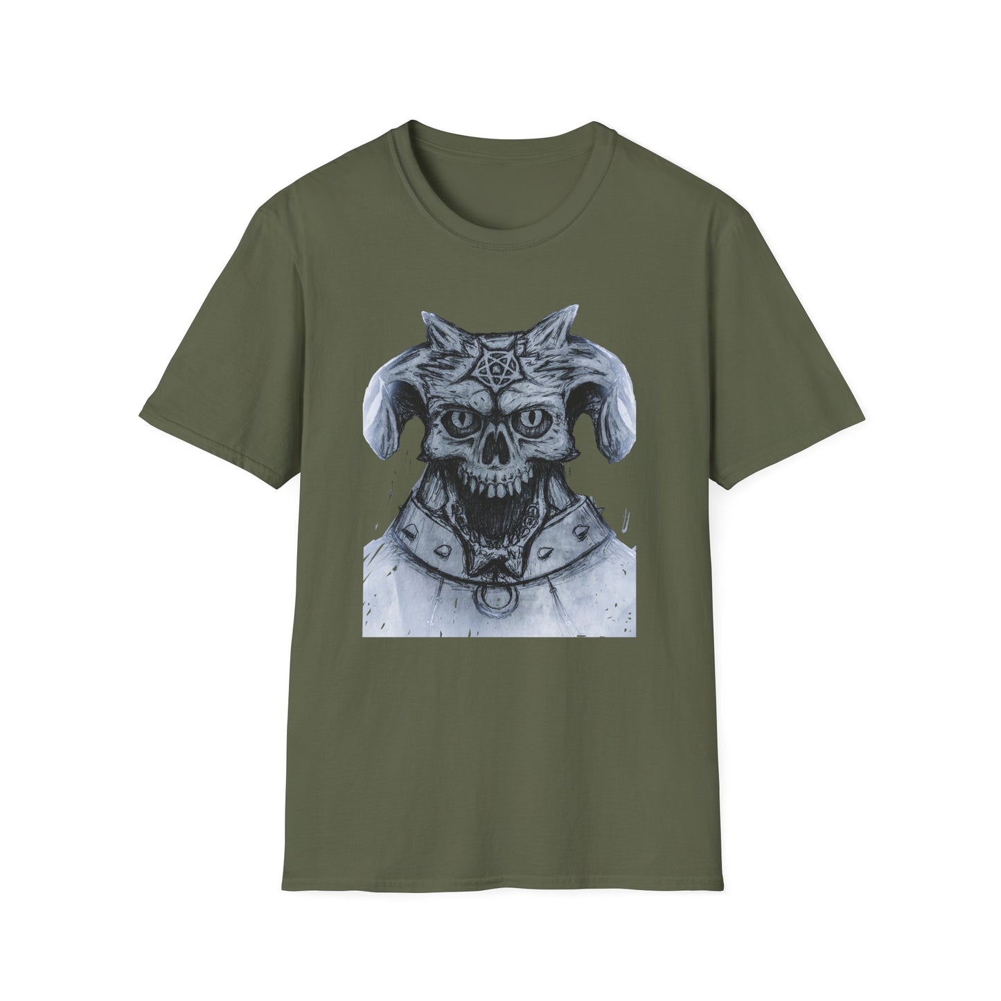 Edgy Graphic Tee: Unisex Softstyle T-Shirt with Skull Design, Art Lover Gift, Halloween Costume, Casual Wear, Unique Artwork Apparel