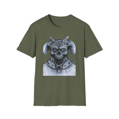 Edgy Graphic Tee: Unisex Softstyle T-Shirt with Skull Design, Art Lover Gift, Halloween Costume, Casual Wear, Unique Artwork Apparel