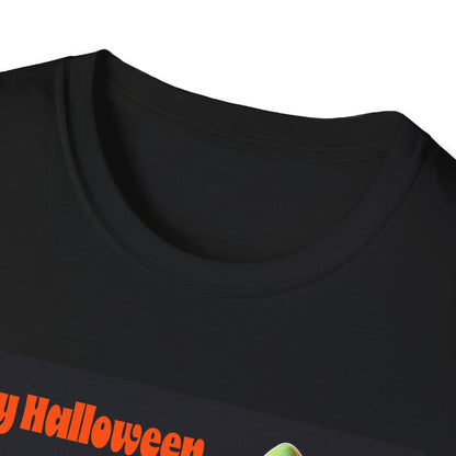Halloween Ghost with wagon t-Shirt, trick or treating  Funny Halloween Tee, Unisex Casual Shirt, Cute Halloween Costume, Spooky Holiday Apparel