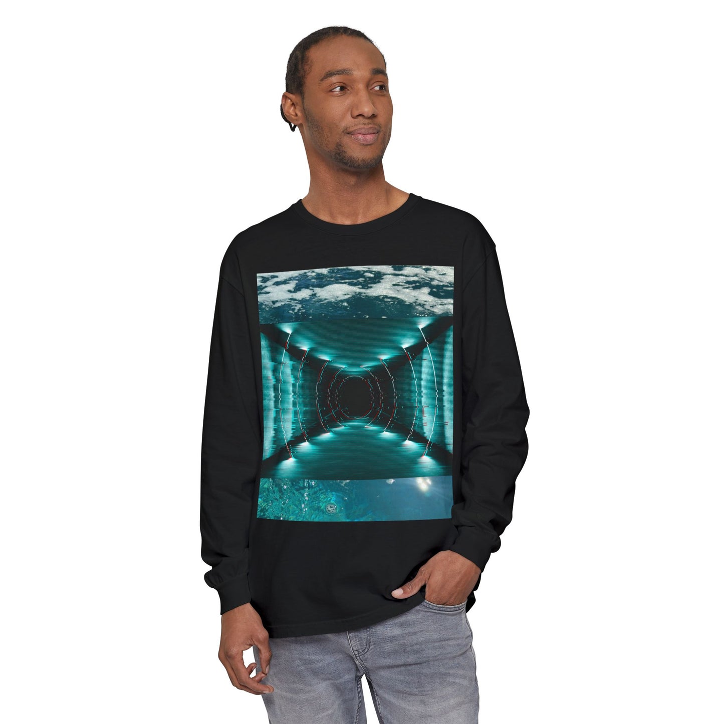 Abstract Fluid Unisex Garment-dyed Long Sleeve T-Shirt