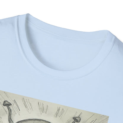 Alien Sketch B & W Unisex Softstyle T-Shirt, Casual Graphic Tee, Sci-Fi Lover Apparel, Unique Gift for UFO Enthusiasts, Everyday Wear