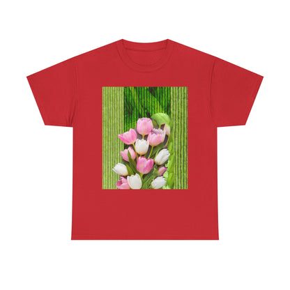 Textured Tulips Unisex Heavy Cotton Tee - Vibrant Spring Blossom T-Shirt, Everyday Wear, Gift for Plant Lovers, Mother's Day Apparel, [...]