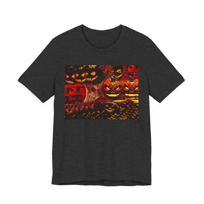 Halloween Distorted Pumpkin Graphic Tee, Unisex T-Shirt for Autumn, Spooky Season Top, Halloween Costume Idea, Men's & Women's Casual Wear