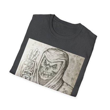 Grim Reaper Graphic Tee | Unisex Softstyle T-Shirt, Halloween Apparel, Edgy Fashion, Unique Gift, Gothic Style, Casual Wear