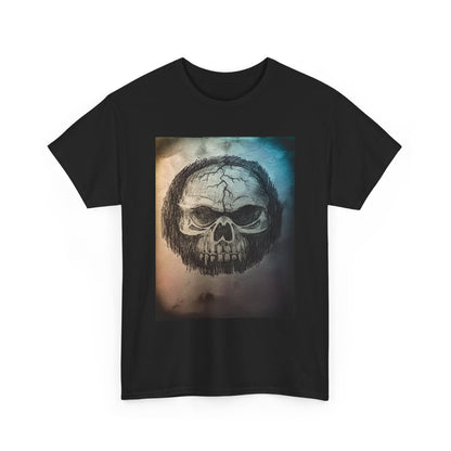 Skull Tee - Feathered Skull Hazy Border Design