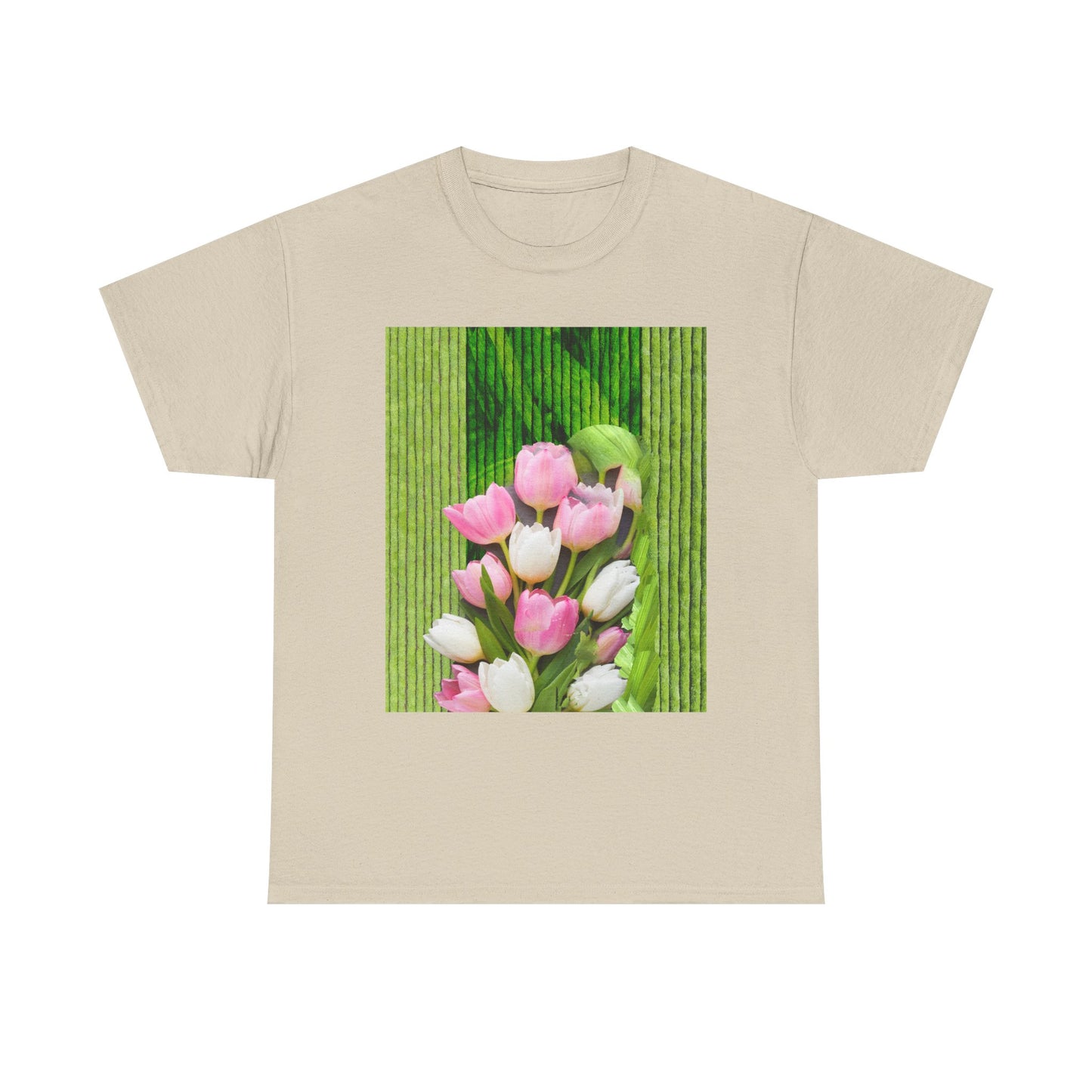 Textured Tulips Unisex Heavy Cotton Tee - Vibrant Spring Blossom T-Shirt, Everyday Wear, Gift for Plant Lovers, Mother's Day Apparel, [...]