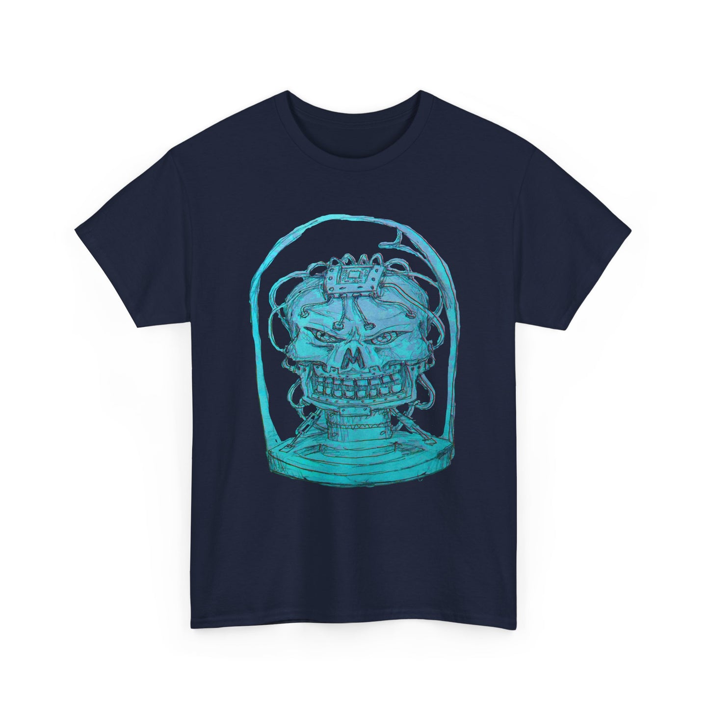 Vibrant Turquoise skull original design Unisex Heavy Cotton Tee