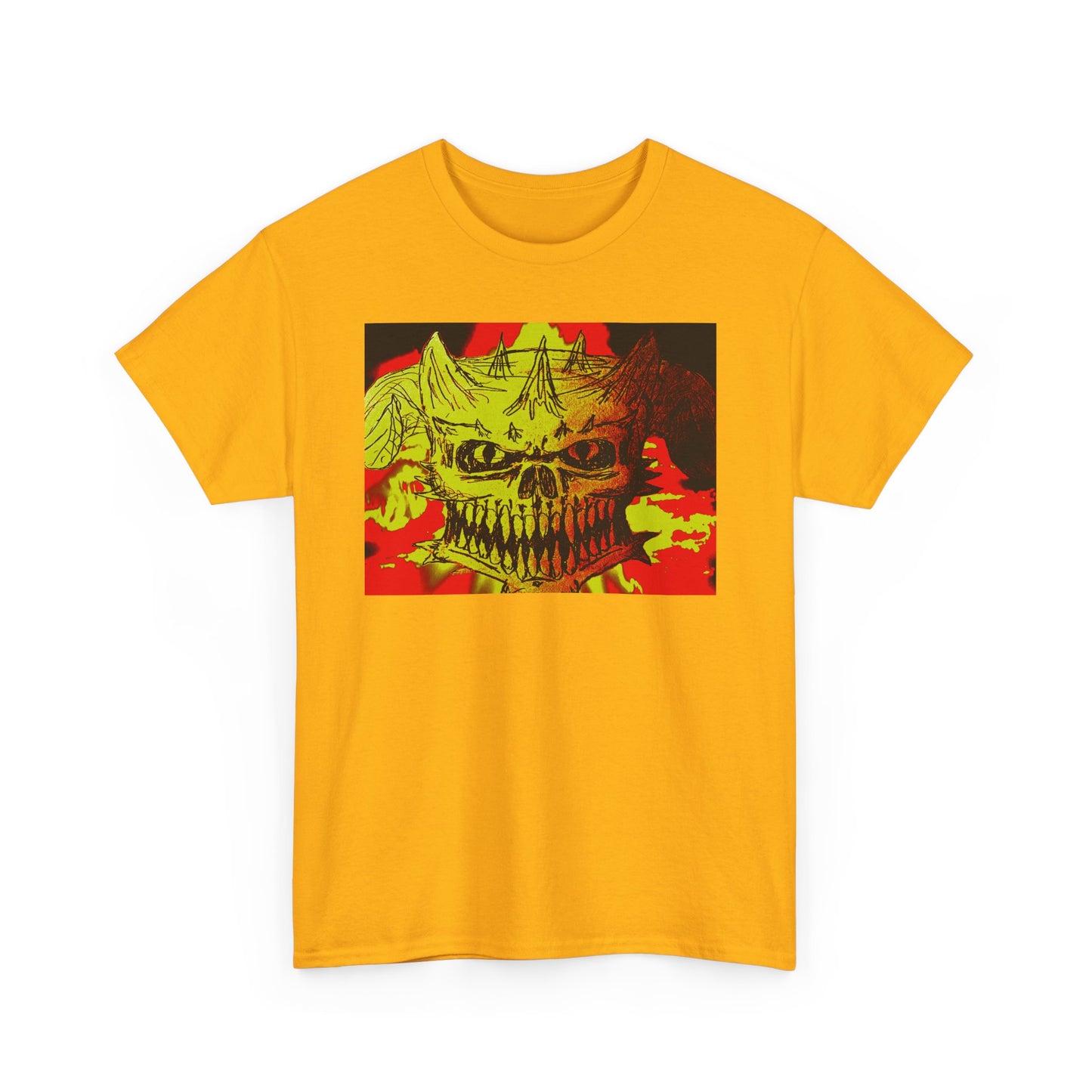 Skull Flame Graphic Tee — Neon Horror Skull T-Shirt