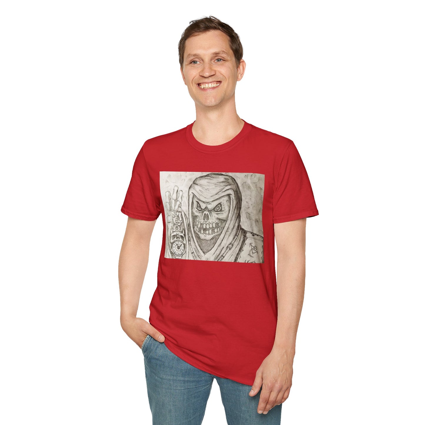 Grim Reaper Graphic Tee | Unisex Softstyle T-Shirt, Halloween Apparel, Edgy Fashion, Unique Gift, Gothic Style, Casual Wear