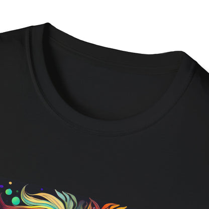 Colorful Leo Unisex Softstyle T-Shirt, Lion Graphic Tee for Animal Lovers, Astrology Shirt, Bold Art Wear, Gift for Leo Zodiac Fans